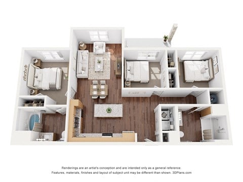 Floor plan for 3 beds, 2 baths, 1777 sqft